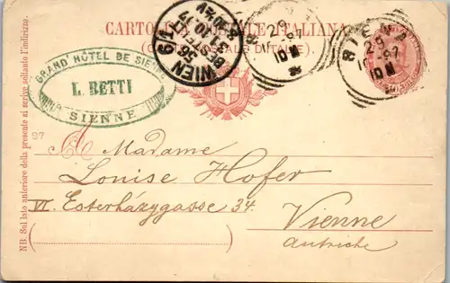 9697 - Italien - Ganzsache , Siena - Wien - gelaufen 1897