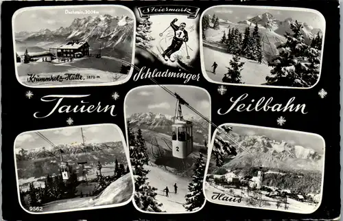 9698 - Steiermark - Schladming , Tauern Seilbahn , Haus , Krummholz Hütte , Mehrbildkarte - gelaufen