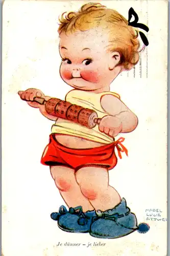 9760 - Humor Kinder - Je dünner - je lieber , signiert Mabel Lucie Attwel - gelaufen 1931