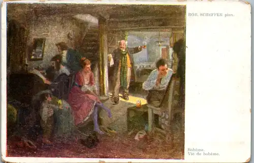 9765 - Künstlerkarte - Boheme , Vie de boheme , signiert Rob Scheffer - nicht gelaufen