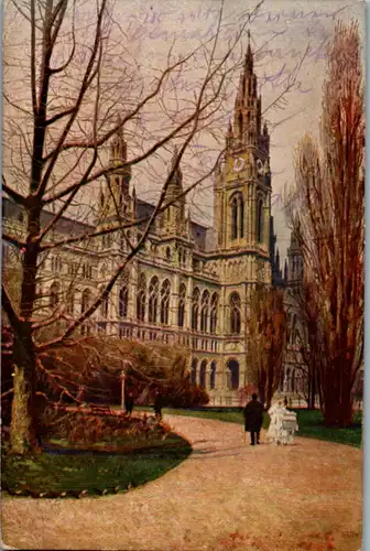 9769 - Künstlerkarte - Wien , Rathaus , Friedrich Freiherrn v. Schmidt - gelaufen 1918