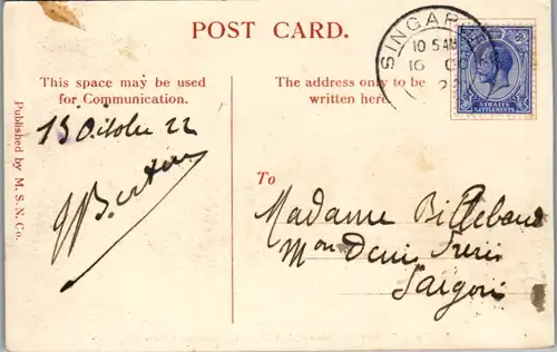 9787 - Singapur - Victoria Memorial Hall and Government Offices - gelaufen 1922