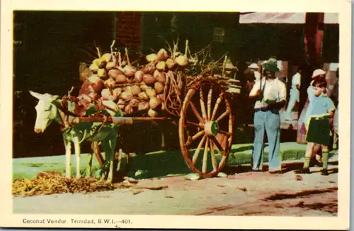9812 - Trinidad & Tobago - Coconut Vendor , Eselkarren - nicht gelaufen