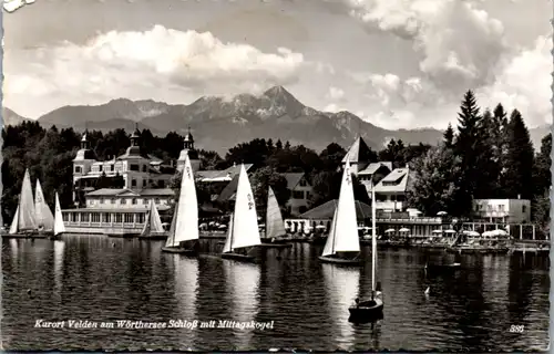 9833 - Kärnten - Velden am Wörthersee , Schloß mit Mittagskogel , Segelboote - gelaufen