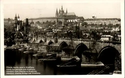 9884 - Tschechische Republik - Praha , Prag , Karluv most a Hradcany , Karlsbrücke - gelaufen 1938