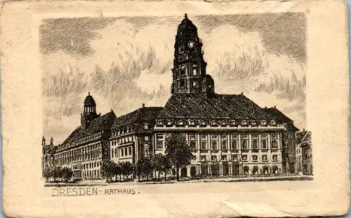 9886 - Deutschland - Dresden , Rathaus , Radierung - nicht gelaufen