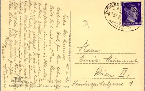 9887 - Deutschland - Heidersdorf im Erzgebirge , Panorama , Zugpost Stempel - gelaufen 1942