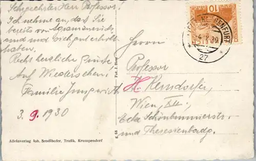 9888 - Kärnten - Krumpendorf , Seebad , Hohe Pirk , Karawankenblick - gelaufen 1930