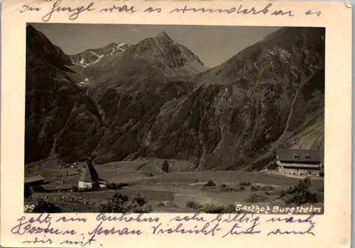 9900 - Tirol - Burgstein bei Längenfeld , Gasthof Burgstein , Johann Schöpf - gelaufen 1950
