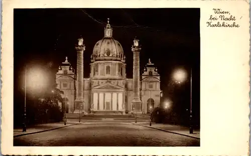 9905 - Wien - Karlskirche bei Nacht , Stempel - nicht gelaufen 1938