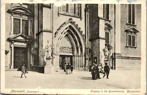 9985 - Steiermark - Mariazell , Eingang in die Gnadenkirche , Hauptportal - gelaufen 1914