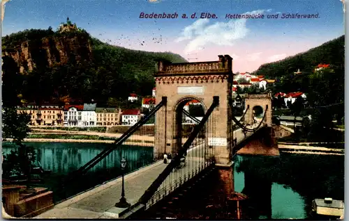 9989 - Tschechische Republik - Decin , Tetschen Bodenbach an der Elbe , Kettenbrücke und Schäferwand - gelaufen 1929