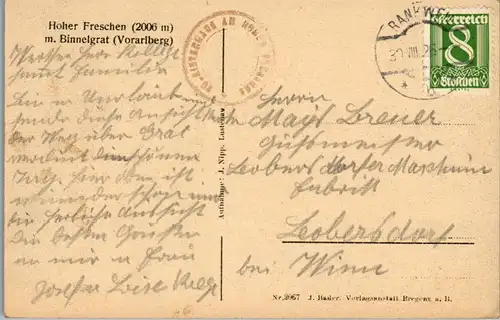 10028 - Vorarlberg - Hoher Freschen mit Binnelgrat - gelaufen 1926