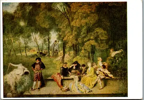 10503 - Künstlerkarte - Dresden , Unterhaltung im Freien , Antoine Watteau , staatliche Gemäldegalerie - nicht gelaufen