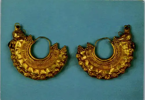 10521 -  - Hauran , Ein paar Ohrringe , Gold mit Granat , National Museum Damaskus , Syrien - nicht gelaufen