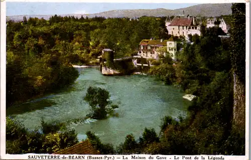 10555 - Frankreich - Sauveterre de Bearn , La Maison du Gave , Le Pont de la Legende - gelaufen 1939