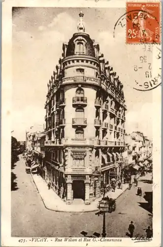 10559 - Frankreich - Vichy , Rue Wilson et Rue G. Clemenceau - gelaufen 1935