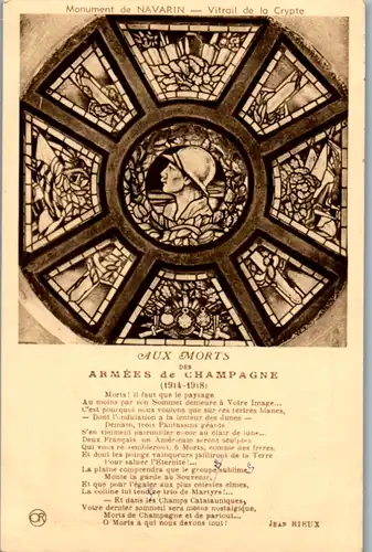 10572 - Frankreich - Navarin , Monumet , Vitrail de la Crypte , Armees de Champagne , Jean Rieux - nicht gelaufen