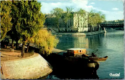 10605 - Frankreich - Paris , Pointe de L' ile Saint Louis , Schiff - gelaufen 1956