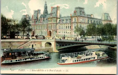 10623 - Frankreich - Paris , L' Hotel de Ville et le Pont d' Arcole - nicht gelaufen