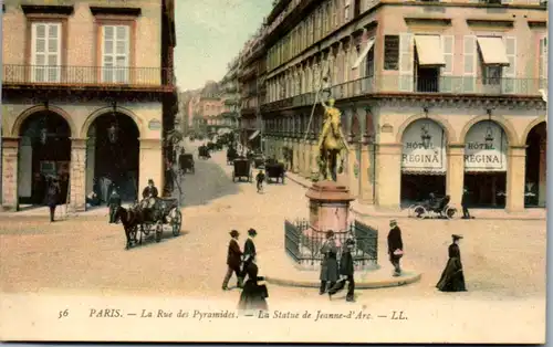 10626 - Frankreich - Paris , La Rue des Pyramides , La Statue de Jeanne d' Arc , Hotel Regina - nicht gelaufen