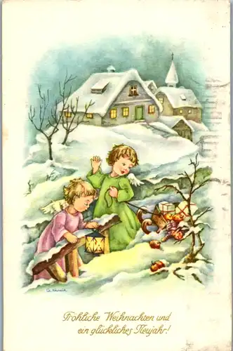 10640 -  - Fröhliche Weihnachten und ein glückliches Neujahr - gelaufen 1957