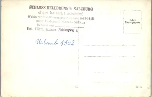 10669 - Aufnahme - Personen im Schloss Hellbrunn , Urlaubserinnerung - nicht gelaufen 1952