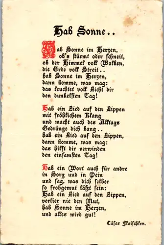 10675 -  - Gedicht , Hab Sonne im Herzen v. Cäsar Flaischlen - gelaufen 1919