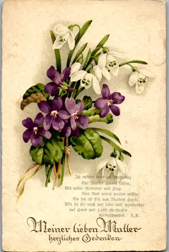 10716 -  - Meiner lieben Mutter herzliches Gedenken , Blumen - nicht gelaufen