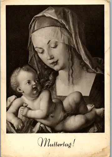 10717 - Künstlerkarte - Maria mit dem Kinde , A. Dürer , Stempel Muttertag 1937 - nicht gelaufen