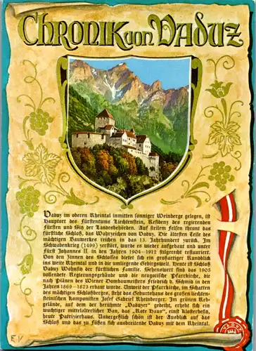 10721 - Liechtenstein - Schloß Vaduz  , Chronik von Vaduz - nicht gelaufen