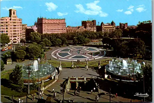 10729 - Spanien - Barcelona , Cataluna Platz , Plaza de Cataluna - nicht gelaufen