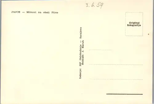 10741 - Bosnien - Jajce , Mlinovi na obali Plive , Wassermühlen - nicht gelaufen 1959