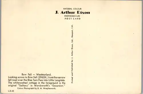 10763 - Großbritannien - Westmorland , Bow Fell - nicht gelaufen
