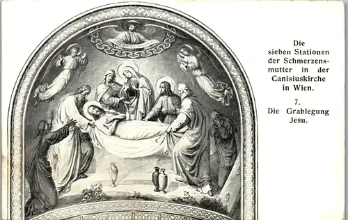 10774 - Christentum - Die sieben Stationen der Schmerzensmutter in der Canisius Kirche in Wien , Grablegung - gelaufen 1942