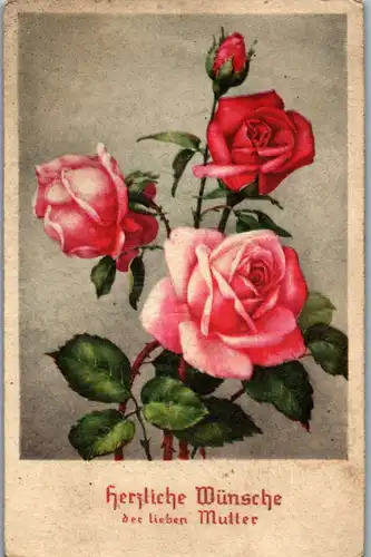 10779 -  - Herzliche Wünsche der lieben Mutter , Rosen , Blumen - gelaufen