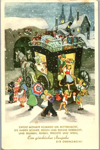 10803 -  - Ein glückliches Neujahr , Spruch - gelaufen 1957