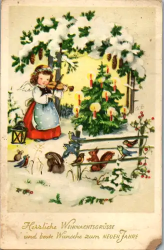 10828 -  - Herzliche Weihnachtsgrüße und beste Wünsche zum neuen Jahr - gelaufen 1955