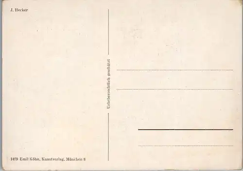 10857 - Künstlerkarte - Bergdorf , Berge , signiert J. Hecker - nicht gelaufen