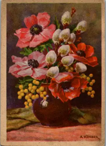 10874 - Motiv - Blumen , signiert , A. Körber - gelaufen