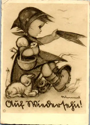 10890 - Künstlerkarte - Auf Wiedersehen , signiert Hummel - gelaufen 1938