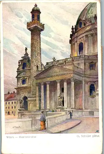 10892 - Künstlerkarte - Wien , Karlskirche , signiert G. Schüle - gelaufen 1920