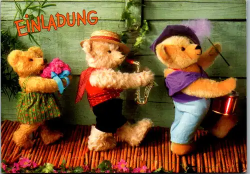 10928 - Humor - Einladung , Musizierende Teddybären - nicht gelaufen