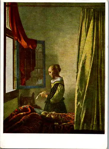 10935 - Künstlerkarte - Vermeer van Delft , Lesendes Mädchen - nicht gelaufen