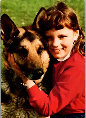 10951 -  - Kinder , Mädchen mit Hund , Schäfer - nicht gelaufen