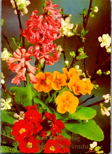 10992 -  - Zum Namenstag herzliche Glückwünsche , Blumen - nicht gelaufen