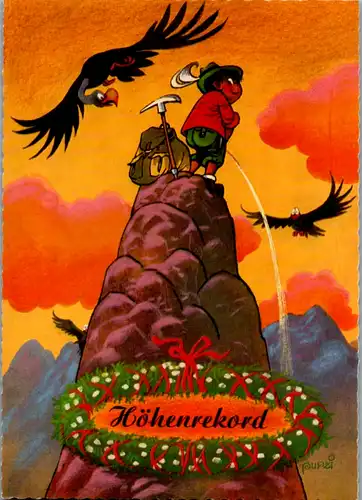 11009 - Humor - Höhenrekord , Pupzi , Karikatur - nicht gelaufen