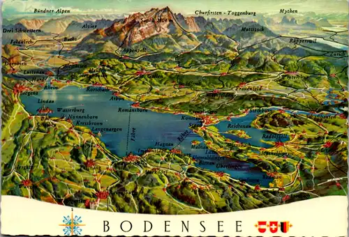 11060 -  - Bodensee , Reliefkarte des Bodensees - nicht gelaufen
