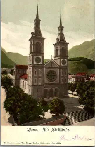 11073 - Schweiz - Glarus , Die Stadtkirche - gelaufen 1902