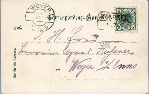 11074 - Oberösterreich - Mondsee , Drachenwand - gelaufen 1905